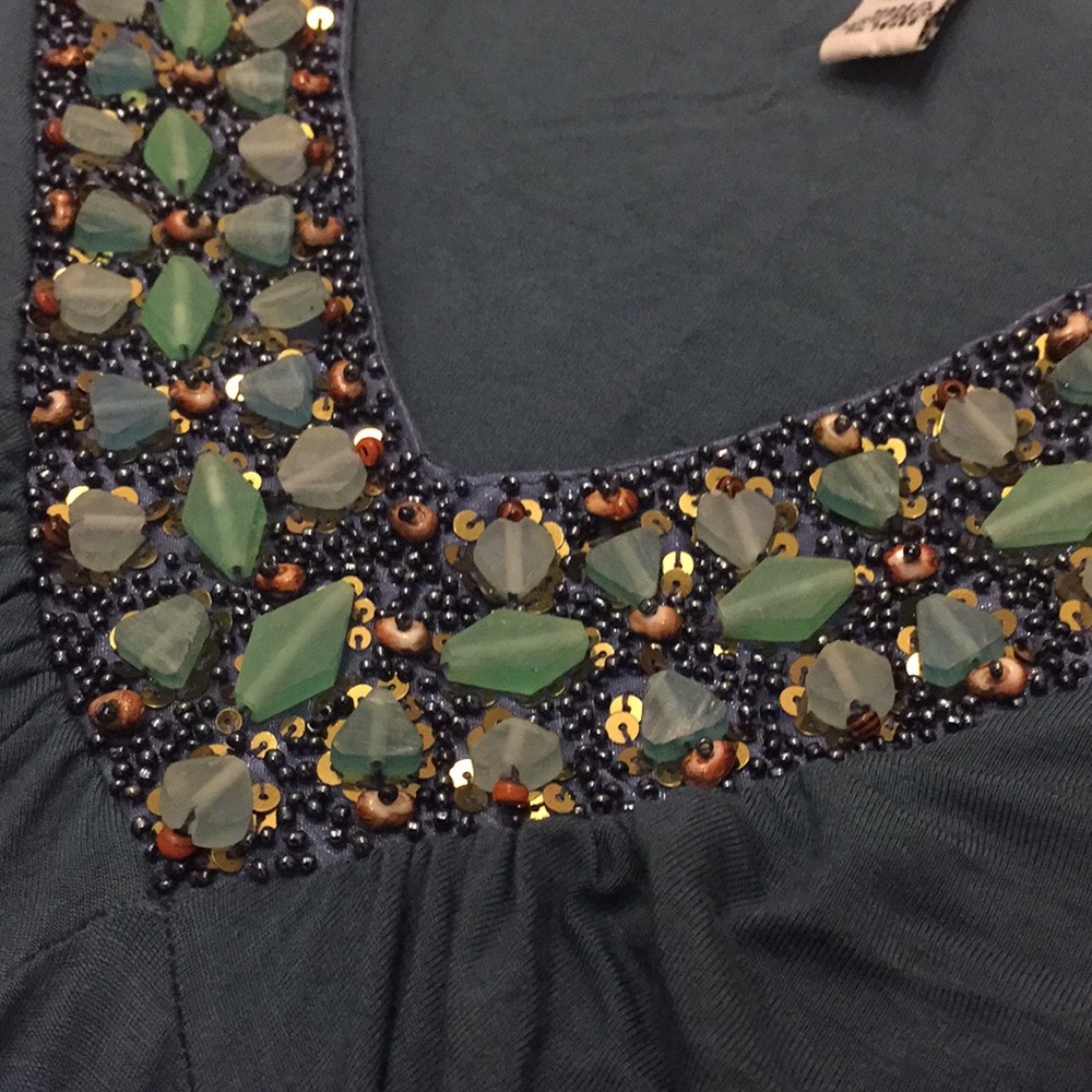 Long sleeve beaded v neck